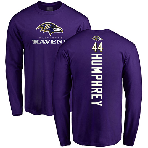 Men Baltimore Ravens Purple Marlon Humphrey Backer NFL Football #44 Long Sleeve T Shirt->baltimore ravens->NFL Jersey